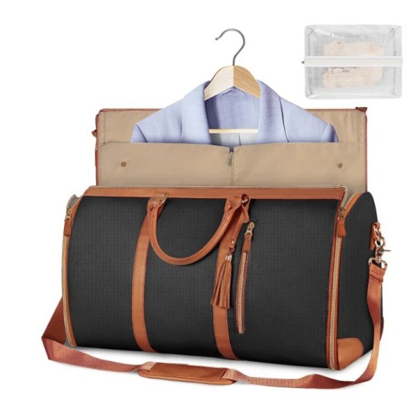 Vikbar dam resväska 52 x 25 x 32 cm Praktisk axelväska PU-läder Elegant stor handväska Weekend- och semesterbagage