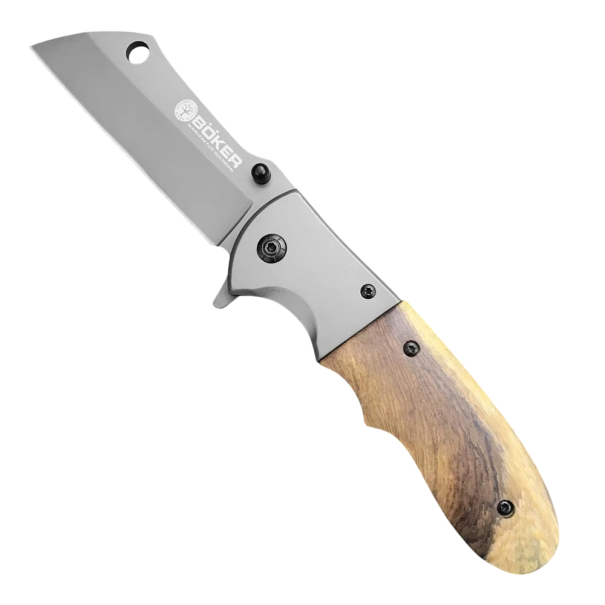 Vikbar fickkniv i rostfritt stål 21 cm med trähandtag Utomhus EDC-kniv för naturen Vandring Camping Jaktresor Taktiskt verktyg