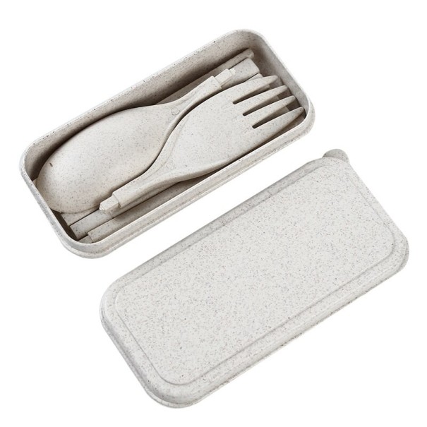 Vikbart bestickset med fodral 3 st vit