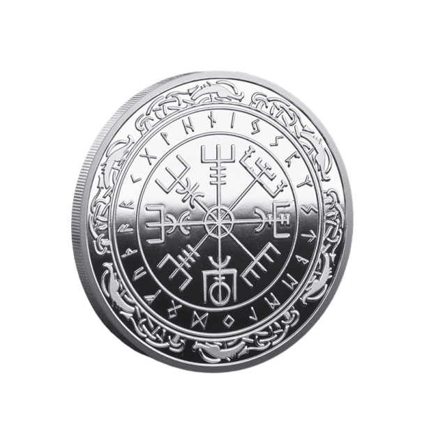 Viking Samlarmynt Nordiskt Guldpläterat Mynt Jubileumspläterat Mynt med Runor silver