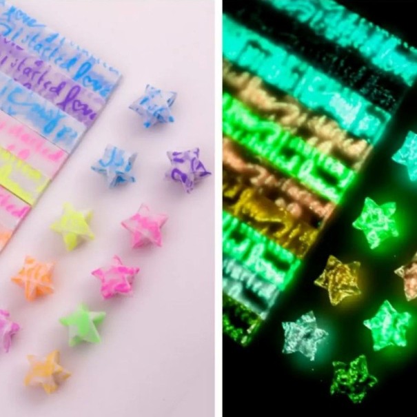 Világító papírcsíkok origamihoz 210 db hajtogatható papír színes nyomtatott világító papír DIY dekorációk készítéséhez 1
