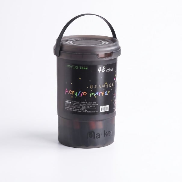 Viltstiften met zachte punt set 48 stuks Acrylmarkers met sterke dekking Plastic doos met handvat Voor studenten en thuis tekenen 1