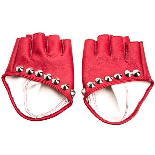 Vingerloze dameshandschoenen met studs rood