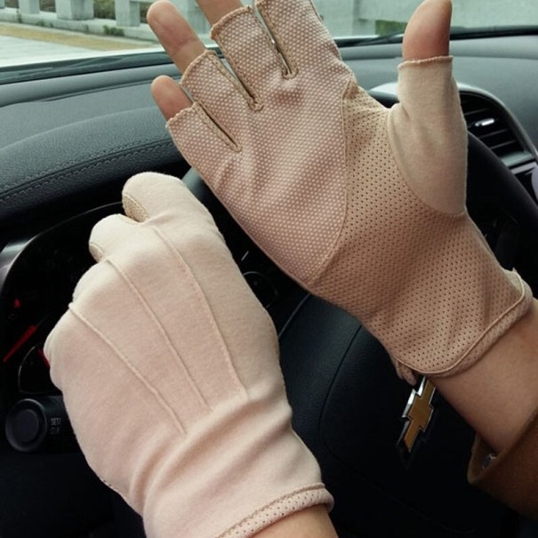 Vingerloze handschoenen van katoen voor heren beige