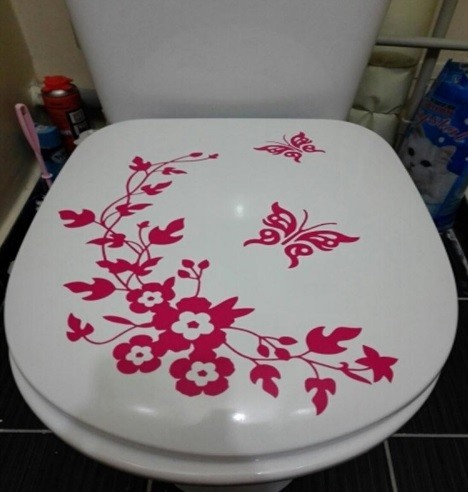 Vinil fürdőszoba matrica virágmintával J1017 rózsaszín