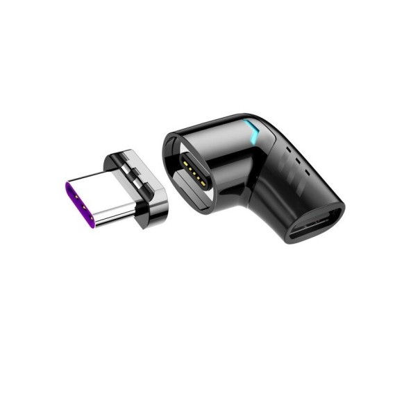 Vinklet magnetisk USB-C-adapter sort