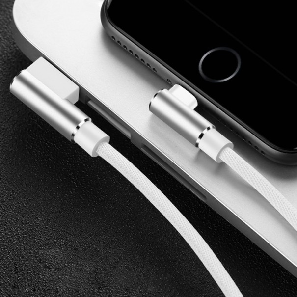 Vinklet opladningskabel til Apple Lightning til USB sølv 2 m