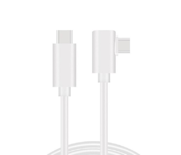 Vinklet USB-C M/M-tilslutningskabel 5 m hvid