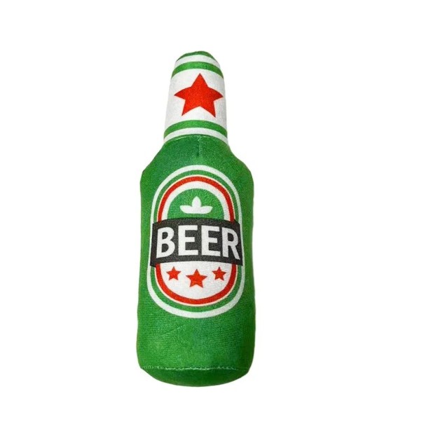 Vinkuva pehmolelu koirille 24 cm alkoholipullon muotoinen lelu pehmeä pehmolelu äänellä interaktiivinen koiranlelu Beer
