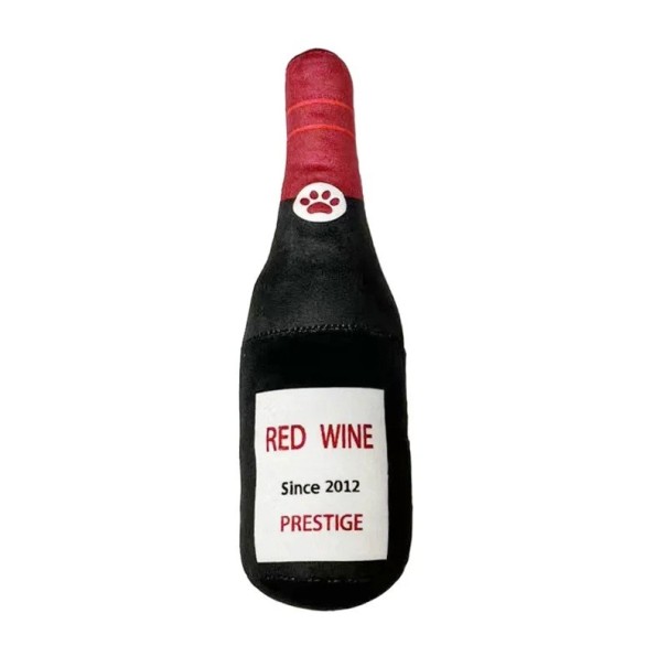 Vinkuva pehmolelu koirille 24 cm alkoholipullon muotoinen lelu pehmeä pehmolelu äänellä interaktiivinen koiranlelu Wine