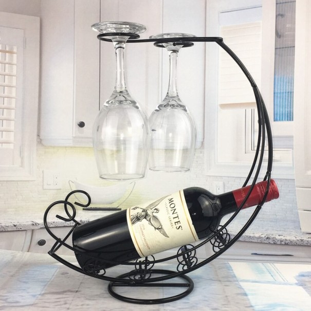 Vinreol og glas sort