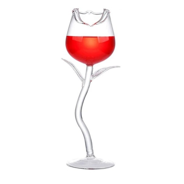 Vinrød i roseform 100 ml dekorativ glas på fod højde 22 cm lavet af klart glas original glas til servering af drikkevarer 1