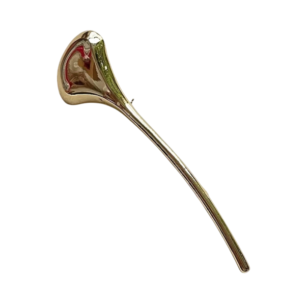 Vintage bladformet broche, glansfuld, ca. 10,7 cm, metal, modeaccessory til jakkesæt, kjoler, corsage, elegant smykke guld
