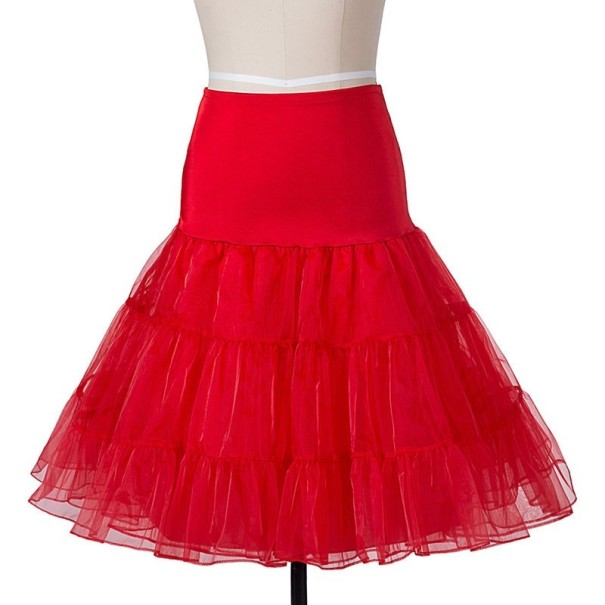 Vintage-Damenkleid mit Punkten rot Unterrock L