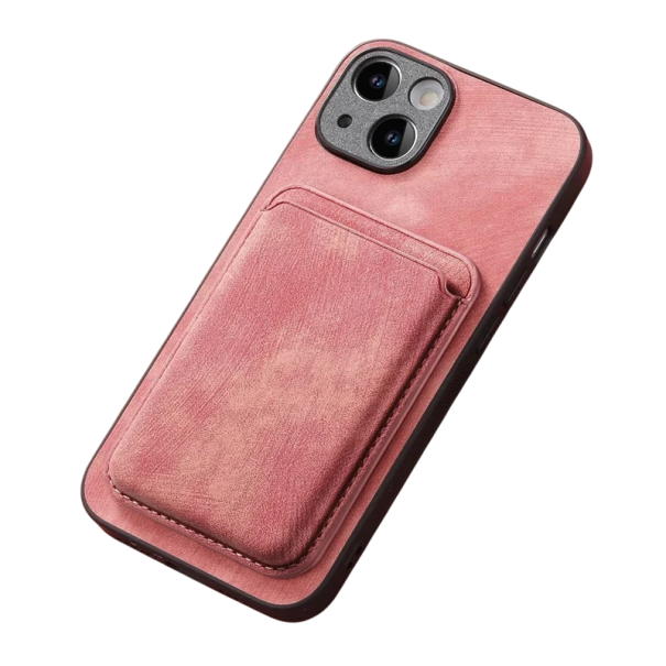 Vintage kožené pouzdro s magnetickou peněženkou pro iPhone 17 Pro Odnímatelný kryt s držákem na karty PU kůže měkký TPU růžová