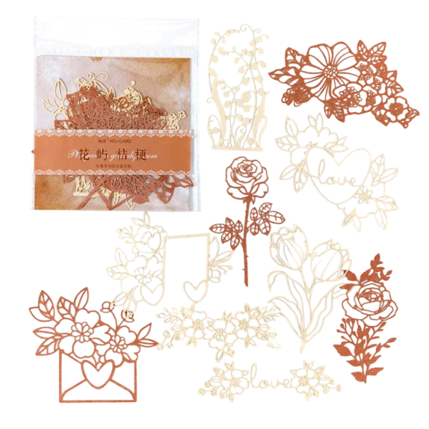 Vintage krajkový papír květinové a dekorativní motivy 10 ks vyřezávaný papír pro scrapbooking diář DIY tvoření 1