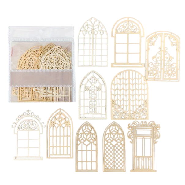 Vintage krajkový papír okenní ornamenty 10 ks dekorativní vyřezávaný papír pro scrapbooking diář DIY tvoření 1
