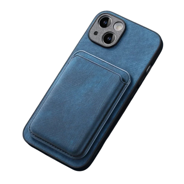 Vintage læderetui med magnetisk tegnebog til iPhone 17 Aftageligt cover med kortholder PU læder blødt TPU blå