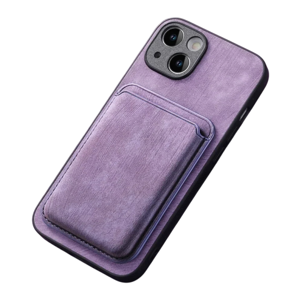 Vintage leren hoes met magnetische portemonnee voor iPhone 17 Afneembare hoes met kaarthouder PU leer zacht TPU paars