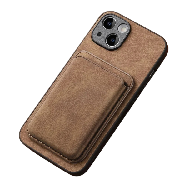 Vintage leren hoes met magnetische portemonnee voor iPhone 17 Air Afneembare hoes met kaarthouder PU leer TPU bruin
