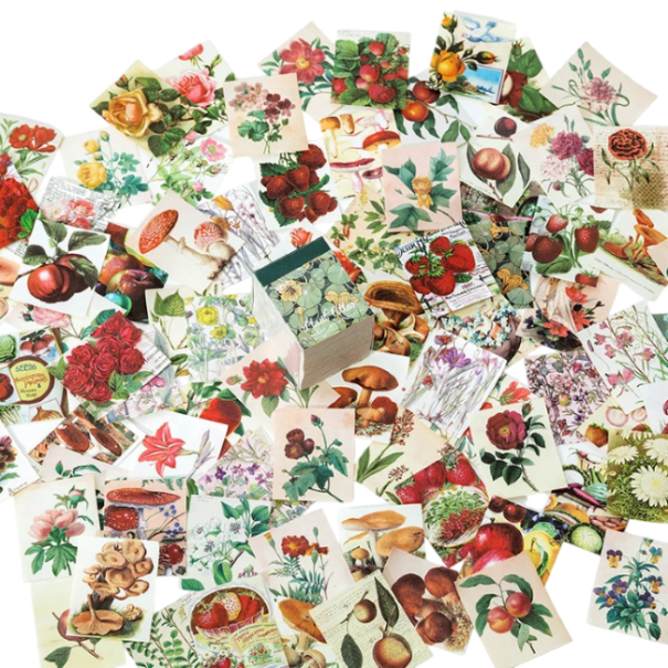 Vintage papírové výstřižky přírodní motivy 400 ks cca 4 × 5 × 5 cm dekorační papír koláž scrapbooking DIY deník tvoření 1