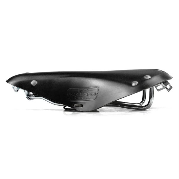 Vintage retro fiets zadel 280 × 175 mm echt rundsleer rails 7×7 mm klassieke vorm voor fietsen en fietsen zwart