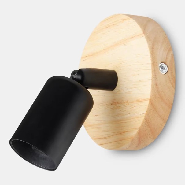 Vintage Retro Wall Lamp with Wooden Holder E27 for Bedrooms, Dining Rooms and Bathrooms black