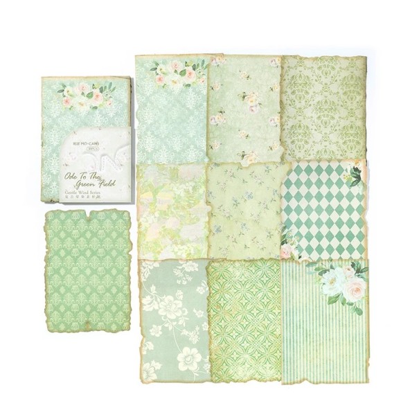 Vintage Scrapbooking Papers 30 Sheets Approx 16 × 11 cm Decorative Paper for Journal Notebook Planner DIY Crafting green