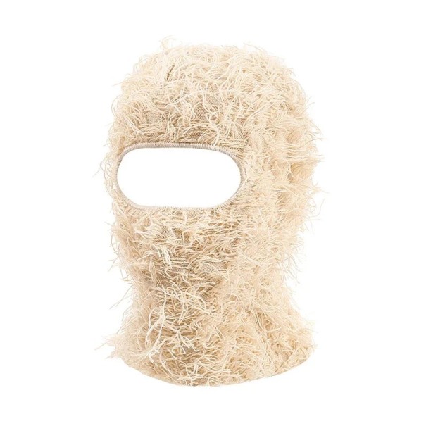 Vinter vindresistent cykelmössa med ansiktsmask Stickad balaclava i akryl Unisex skidmask kamouflage varm mössa för män och kvinnor beige