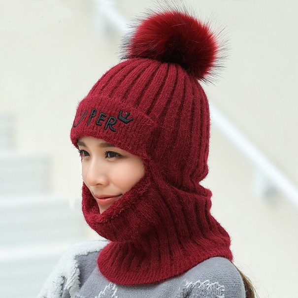 Vinterbalaclava för kvinnor med pompom
