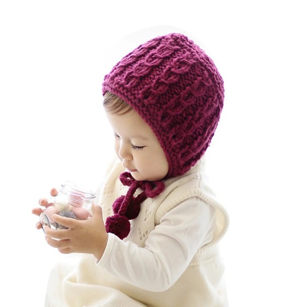 Vinterhatt för barn med pompoms J1241 beige