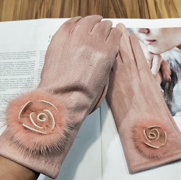 Vintermockahandskar för kvinnor rosa