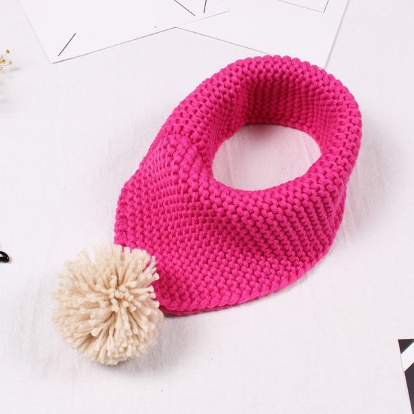 Vinterscarf i ull för barn med pompom J2486 rosa