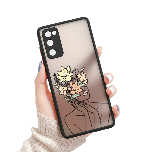 Virágos nő motívumával ellátott matt átlátszó borító a Samsung Galaxy S22 Ultra B2009 telefonhoz 1