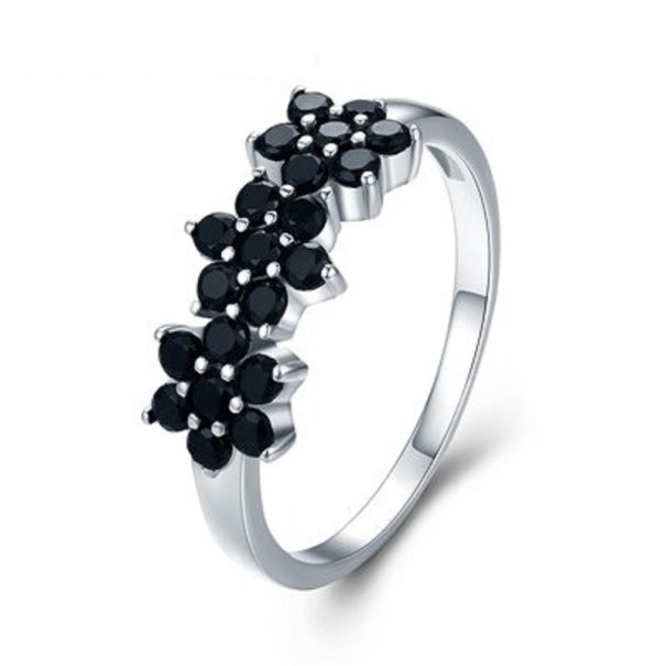 Virágos női gyűrű D1177 fekete 6