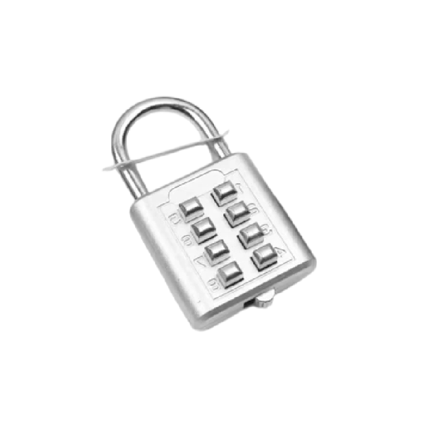 Visací zámek s 4místným kódem 60 × 43 mm ze slitiny zinku odolný proti korozi kombinační zámek na kufr skříňku batoh bílá