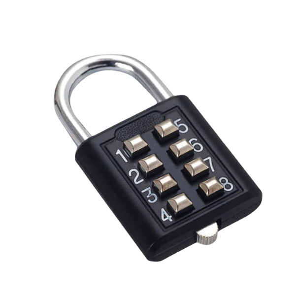 Visací zámek s 4místným kódem 60 × 43 mm ze slitiny zinku odolný proti korozi kombinační zámek na kufr skříňku batoh černá