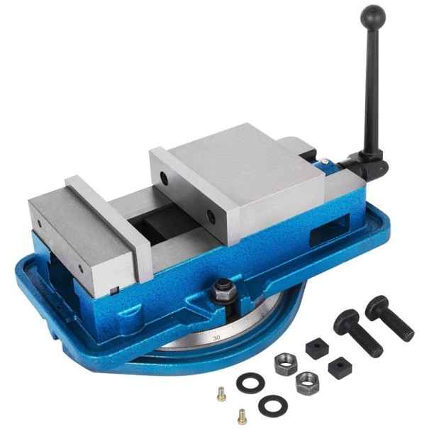 Viseur de fraisage avec base tournante 360° Largeur des mâchoires 7,62 cm Force de serrage 15 kN Viseur d'atelier bleu pour fraiseuse, perceuse 1