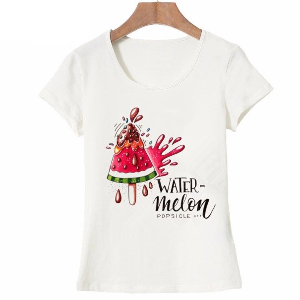 Vit T-shirt för kvinnor med tryck B192