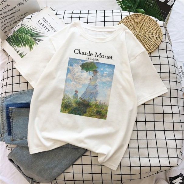 Vit T-shirt för kvinnor med tryck B251