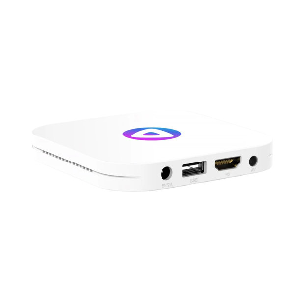 Vit TV-box Android 13 streaming mediaspelare 4+32GB HDMI IR-fjärrkontroll WiFi 2.4G 5G Ethernet Bluetooth USB-port 1