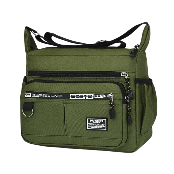 Vízálló férfi oldaltáska 25×25,7×13,3 cm Kis válltáska munkába Oxford munkatáska nejlonból és poliészterből több zsebbel zöld