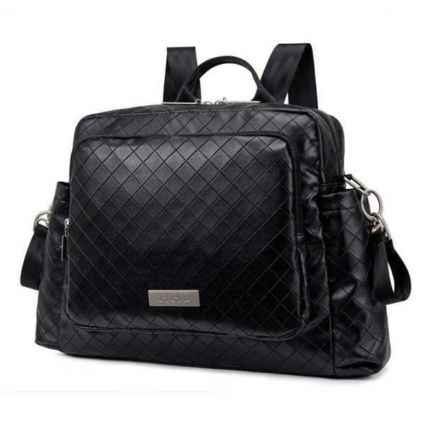 Vízálló pelenkázó hátizsák 34 x 32 x 12 cm poliészter PU táska anyukáknak újszülött utazótáska nagy kapacitású fekete