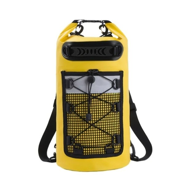 Vízálló PVC hátizsák 30L 61x43x28 cm Úszózsák férfiaknak és nőknek Vállra akasztható evezéshez Kajakozáshoz Szörfözéshez Hajózáshoz Túrázáshoz sárga