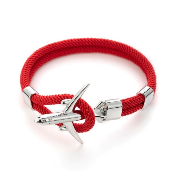 Vliegtuig touw armband rood 2