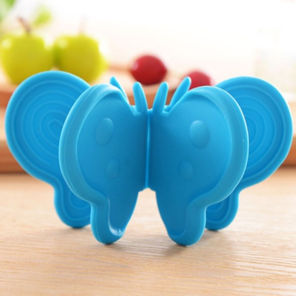 Vlindervormige siliconen pannenlap blauw