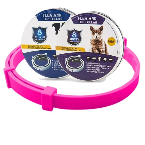 Vlooien- en tekenband voor acht maanden voor honden 63 cm roze