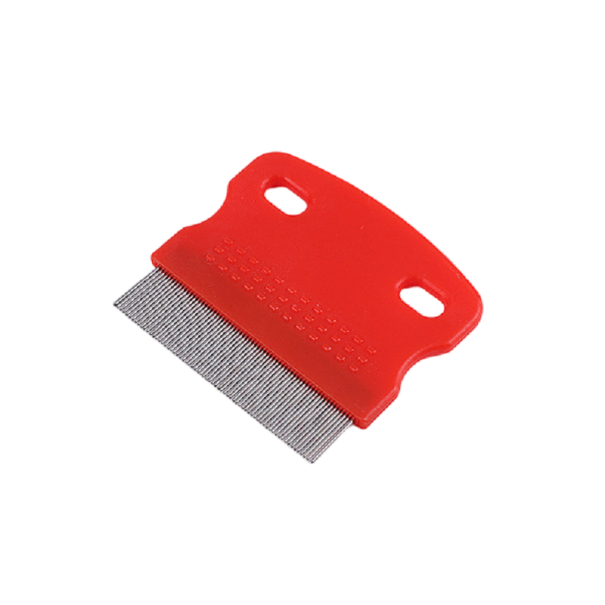 Vlooienkam voor huisdieren, luizenkam, verzorgingskam voor honden en katten, 6 x 5,7 cm rood