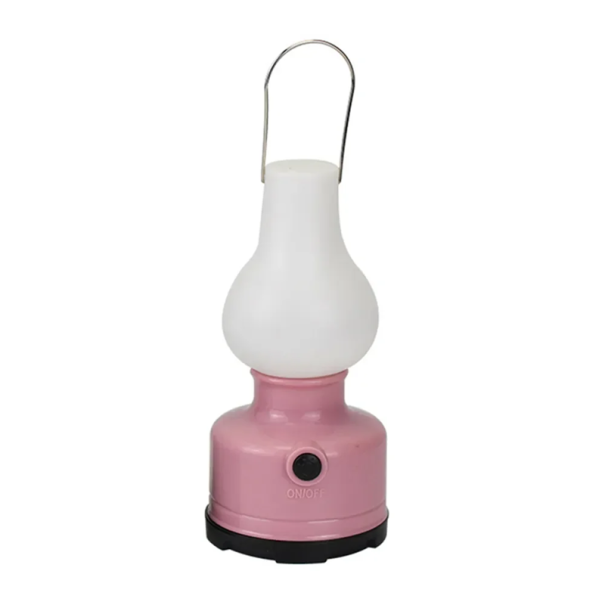 Voděodolná kempingová lampa 17 x 8 cm LED svietidlo na 3 AA batérie 2 režimy osvetlenia Prenosná vonkajšia lucerna ABS PP materiál ružová