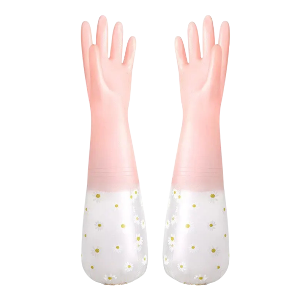 Voděodolné latexové rukavice na mytí nádobí odolné proti opotřebení délka cca 46 cm gumové rukavice pro kuchyň úklid domácnost růžová